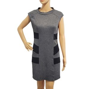 Women's Gray And Black Mock Neck Sleeveless Work Dress Size M